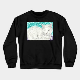 White cat watercolor painting Crewneck Sweatshirt